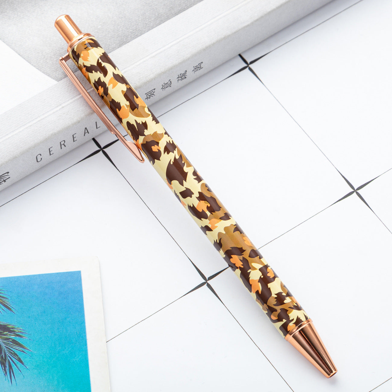 Wholesale Leopard Pattern Pushing Metal Ballpoint Pen